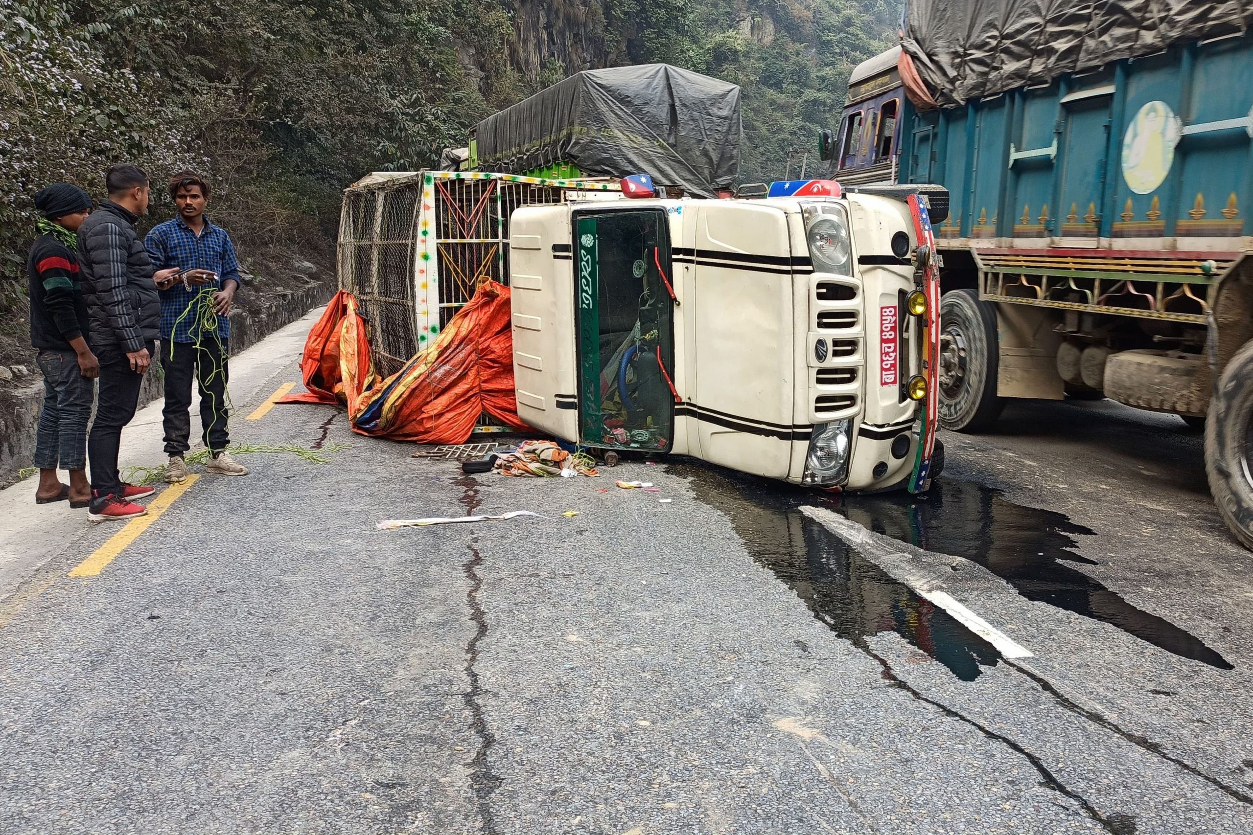 चितवनको इच्छाकामनामा कुखुरा बोक्ने गाडी दुर्घटना